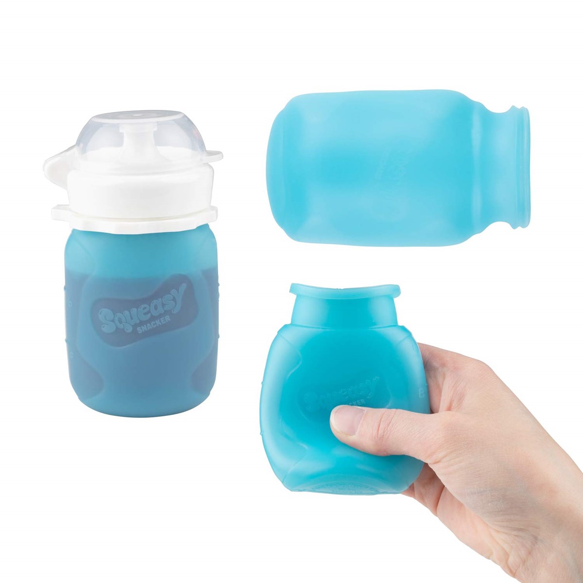 Squeasy Snacker drikkeflaske/klemmepose 104 ml clear blue